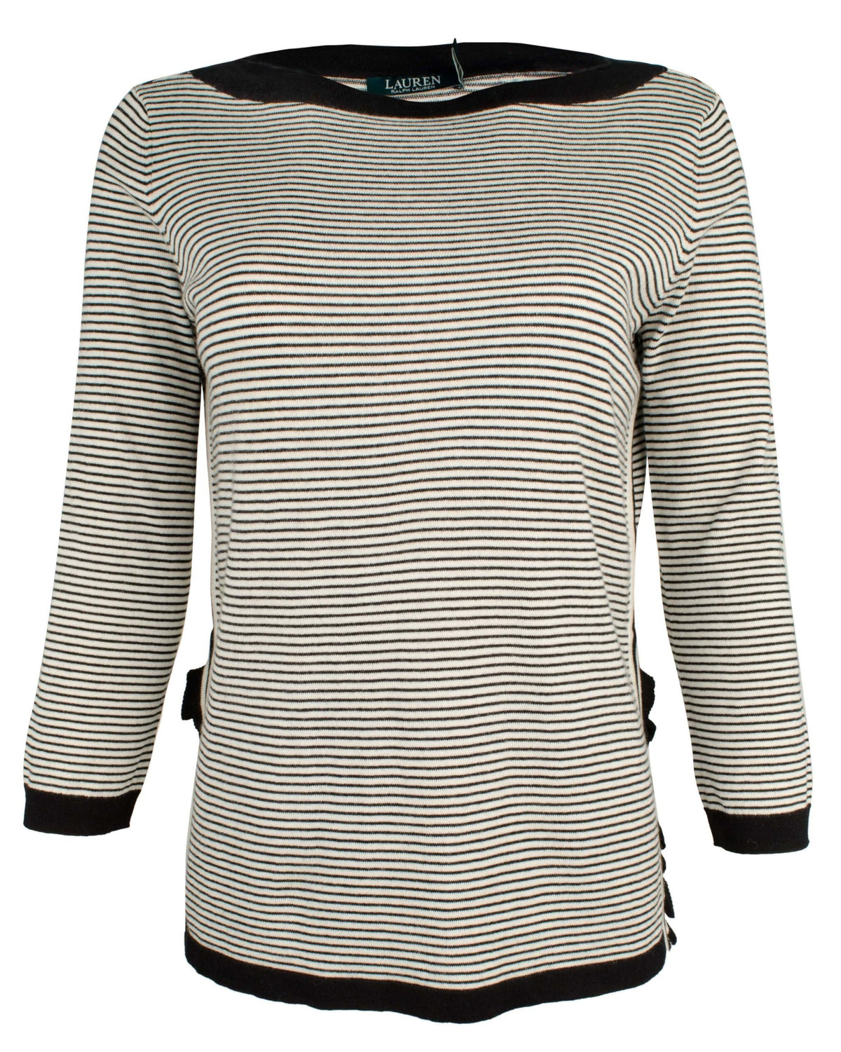 Lauren Ralph Lauren Women's Petite Ruffled Striped Sweater