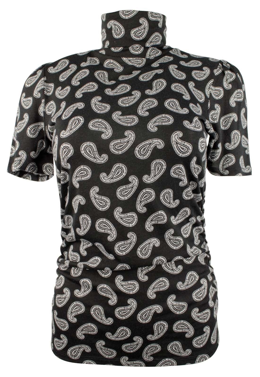 Michael Michael Kors Women's Paisley Short Sleeve Turtleneck Top T-Shirt...