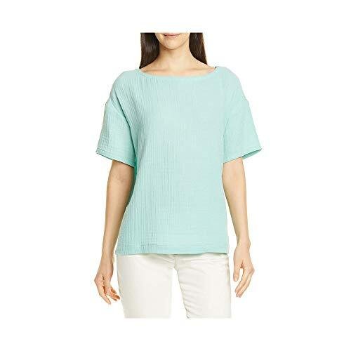 Eileen Fisher Women's Organic Cotton Lofty Gauze Bateau Neck Boxy Top