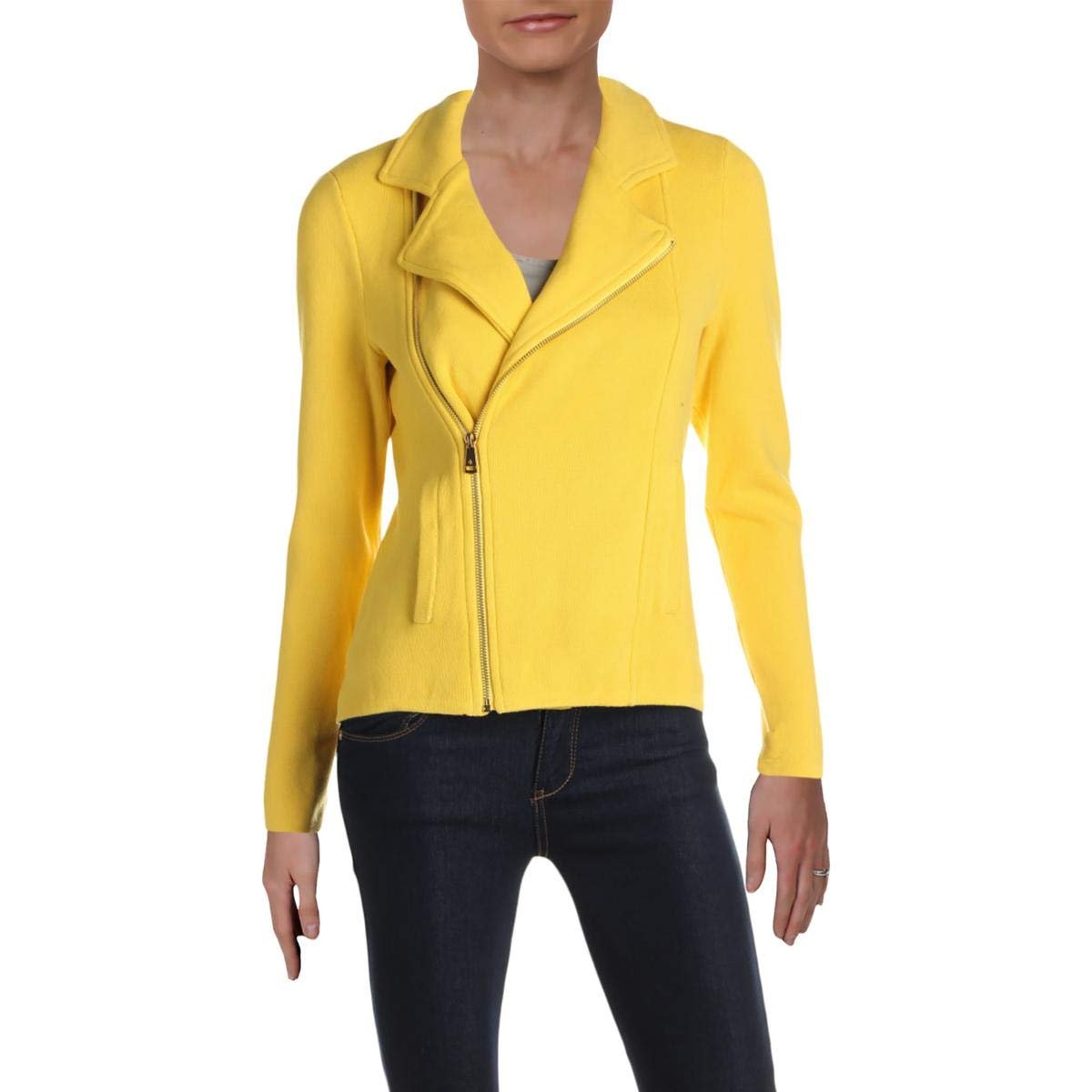 Lauren Ralph Lauren Women's Petite Slim Fit Classic Moto Sweater Jacket Y PM