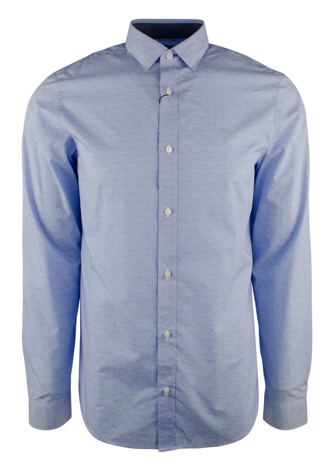 Michael Kors Men's Long Sleeve Swirl Print Slim Fit Shirt Blue Medium