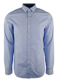 Michael Kors Men's Long Sleeve Swirl Print Slim Fit Shirt Blue Medium