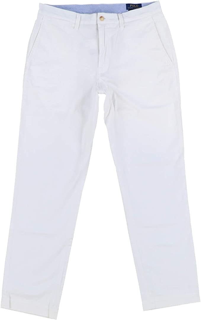 POLO RALPH LAUREN Men's Stretch Straight Fit Chino Pants (White, 33X32)