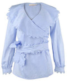 Tory Burch Scalloped Cotton Wrap Shirt-WPM-10