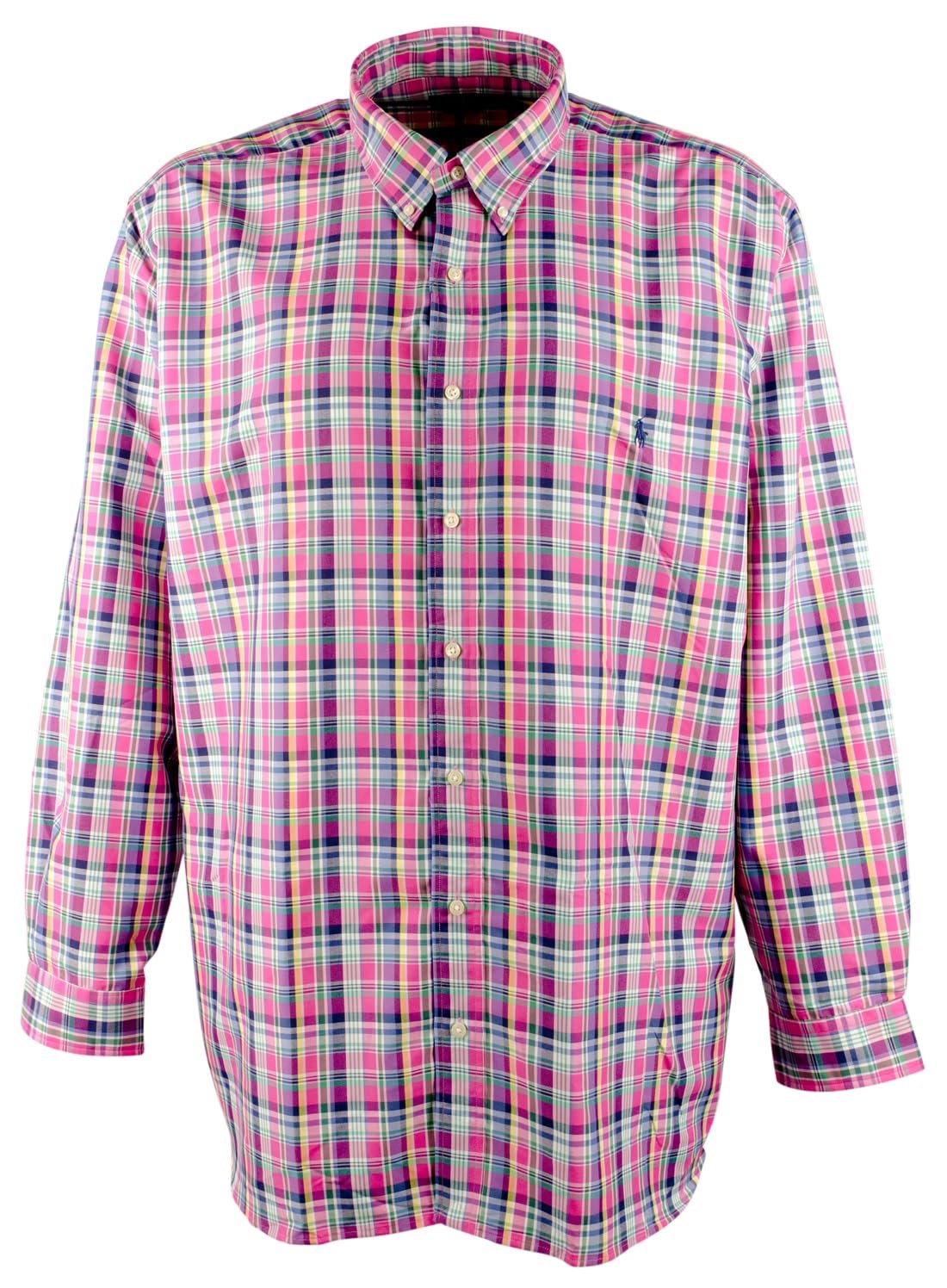 POLO RALPH LAUREN Men's Big & Tall Long Sleeve Plaid Performance Shirt Mlt 4XB Multi