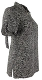 Michael Kors Women's Animal Print Grommet and Tie Sleeve Top-BW-XS