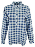 Women's Plaid Popover Linen Blend Shirt FB Large