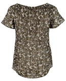 Michael Michael Kors Women's Off-The-Shoulder Pleated Casual Top Green M