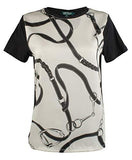 Women's Petite Stirrup Belt Print Shirt-B-PM