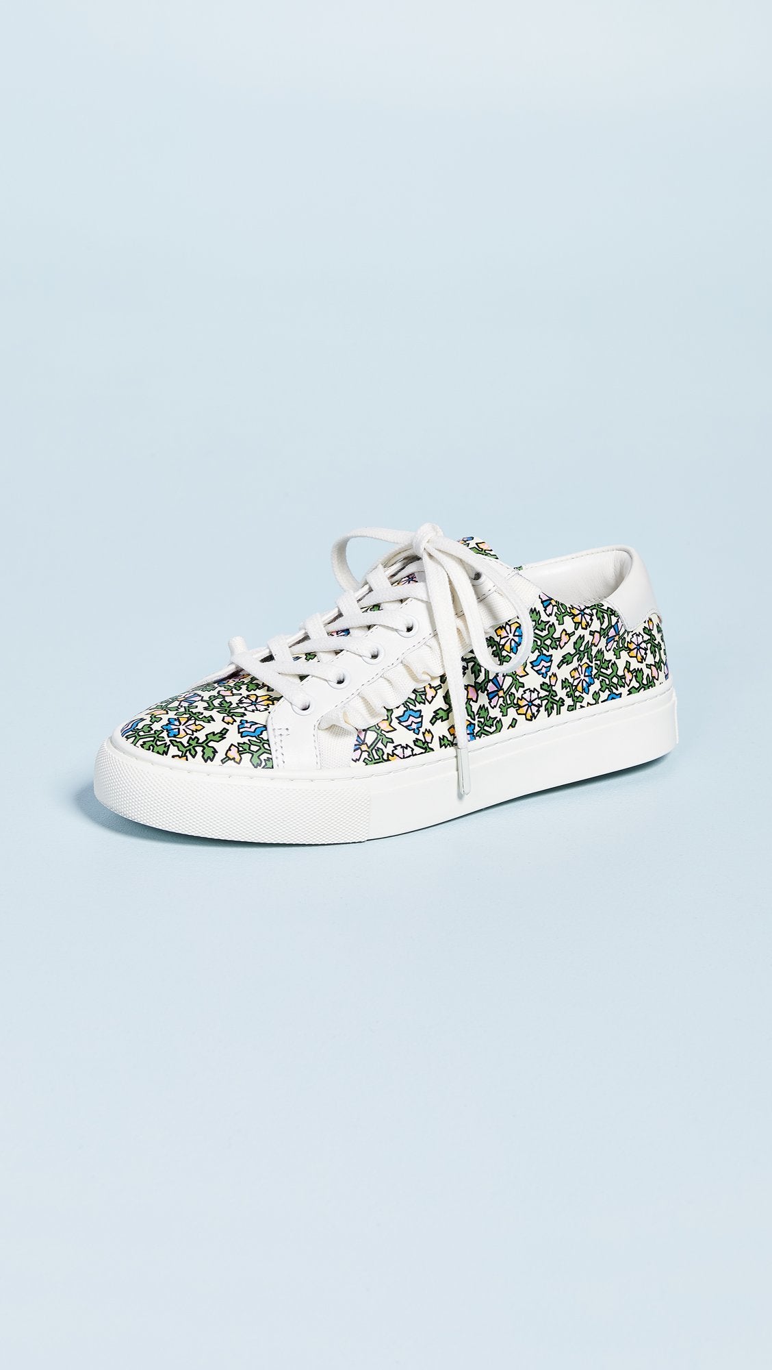 Tory Sport Women's Ruffle Sneakers, Wild Pansy/New Ivory, Floral, 9 M US