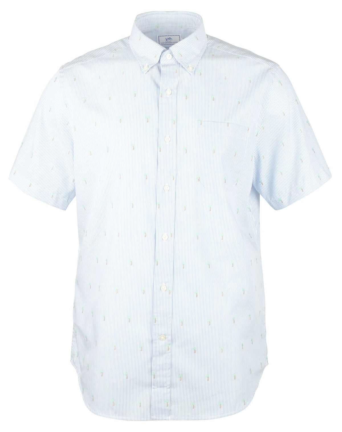 Southern Tide Men's Palm Tree SS Button Down Trim Fit Shirt