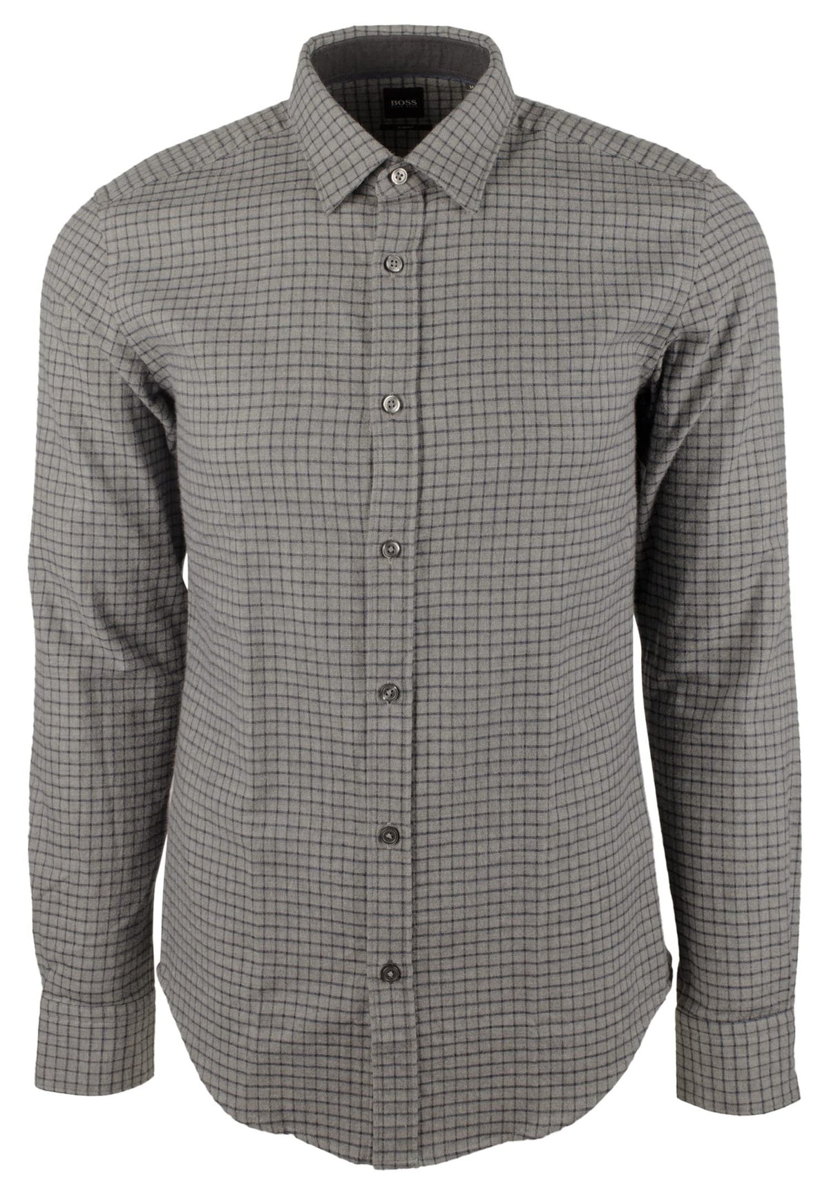 Hugo Boss Men's Ronni Plaid Slim Fit Long Sleeves Shirt-DB-Medium Dark Blue