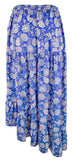 Vince Camuto Women's Asymmetrical Paisley Tiered Maxi Skirt Blue