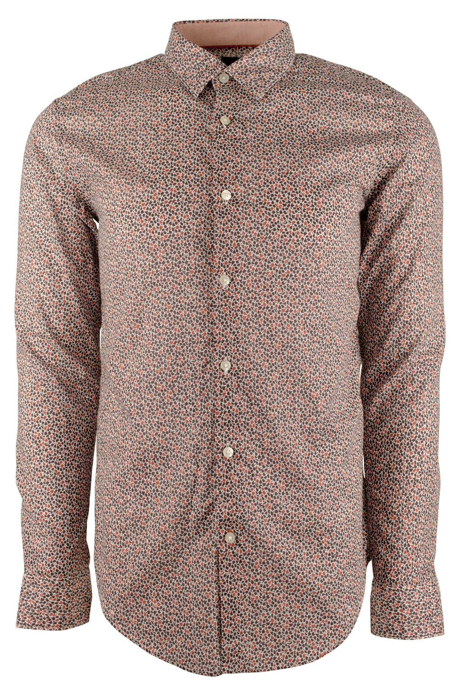 Hugo Boss Men's Big & Tall Ronni Long Sleeve Button Down Shirt Open Orange