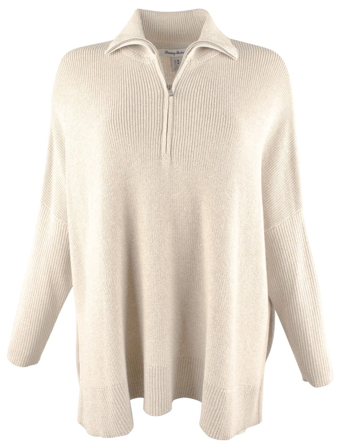 Tommy Bahama Women's Shimmer Bonita Half Zip Long Sleeved Poncho Top CH XXS/XS