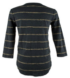 Tommy Bahama Ashby - Camiseta de manga 3/4 con rayas metalizadas para mujer, talla XS, color negro