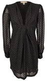 Women's Swiss Dot Printed Long Sleeve Sheer Dress 4 Black