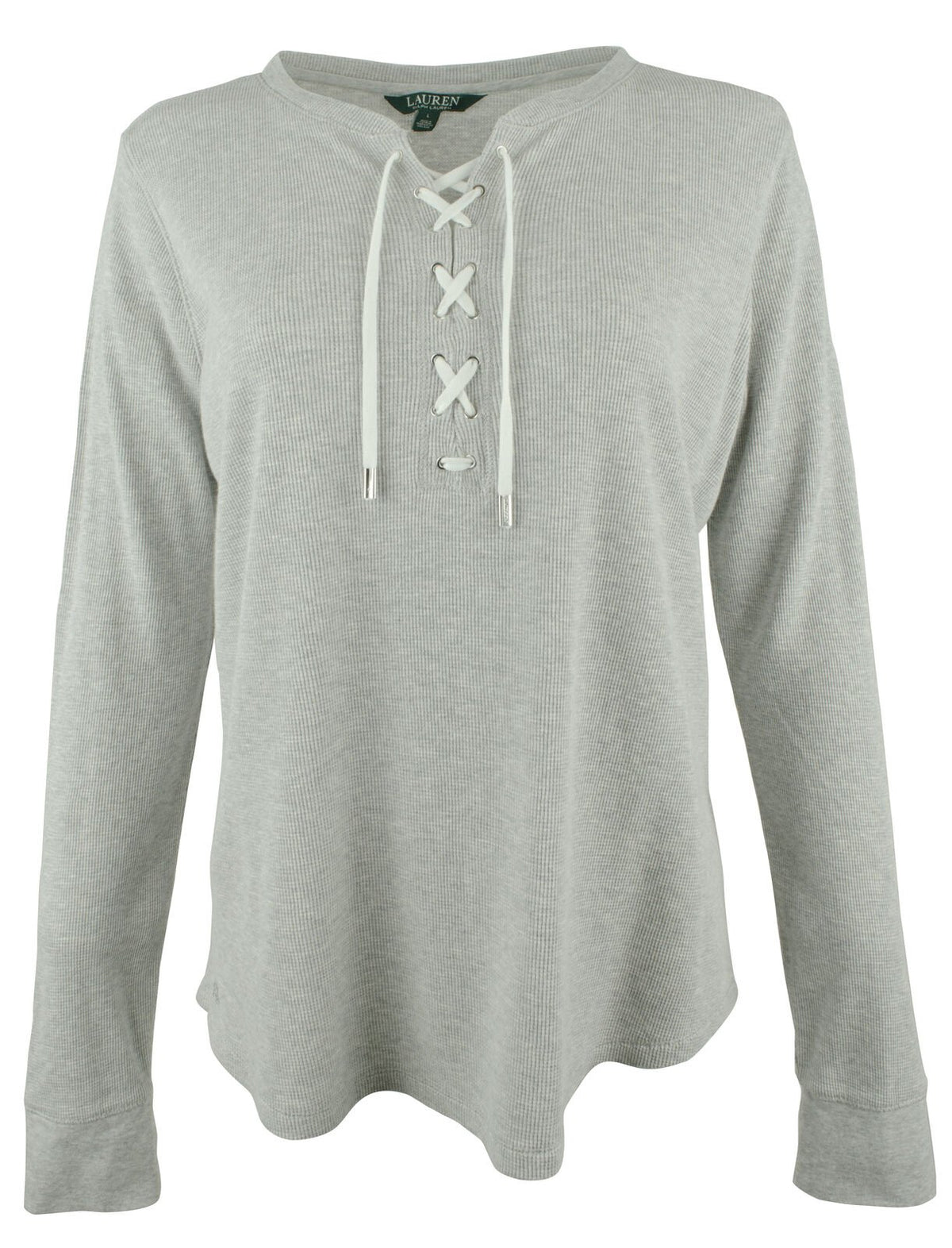 Lauren Ralph Lauren Women's Lace-Up Waffle-Knit Top-GH-XL