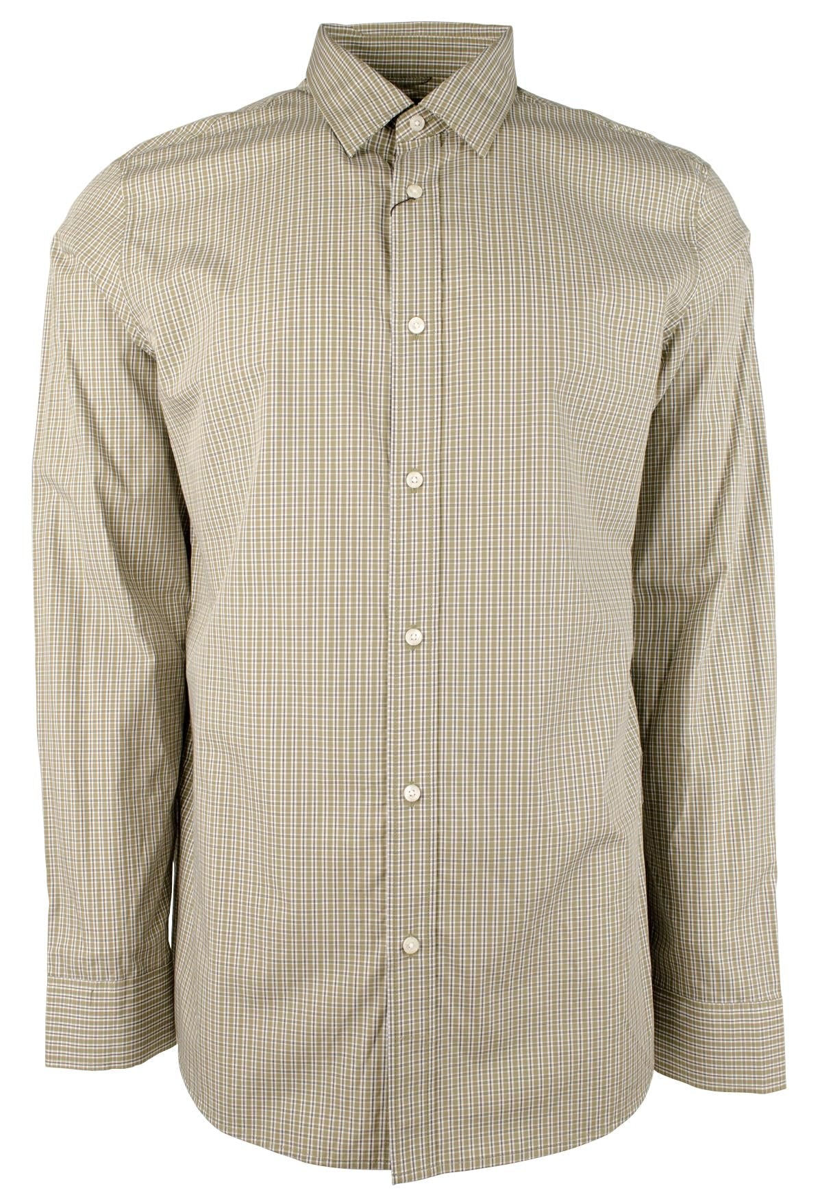 Michael Kors Men's Cotton Plaid Classic Fit Long Sleeve Shirt SOlv Large