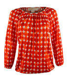 Women's Scoop Neck Printed 3/4 Sleeve Top Mndn Medium