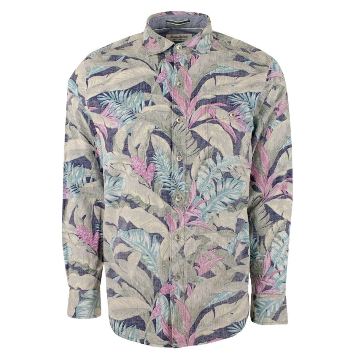 Men's Coastline Cord Lush Vines Leaf Print Corduroy Button-Down...