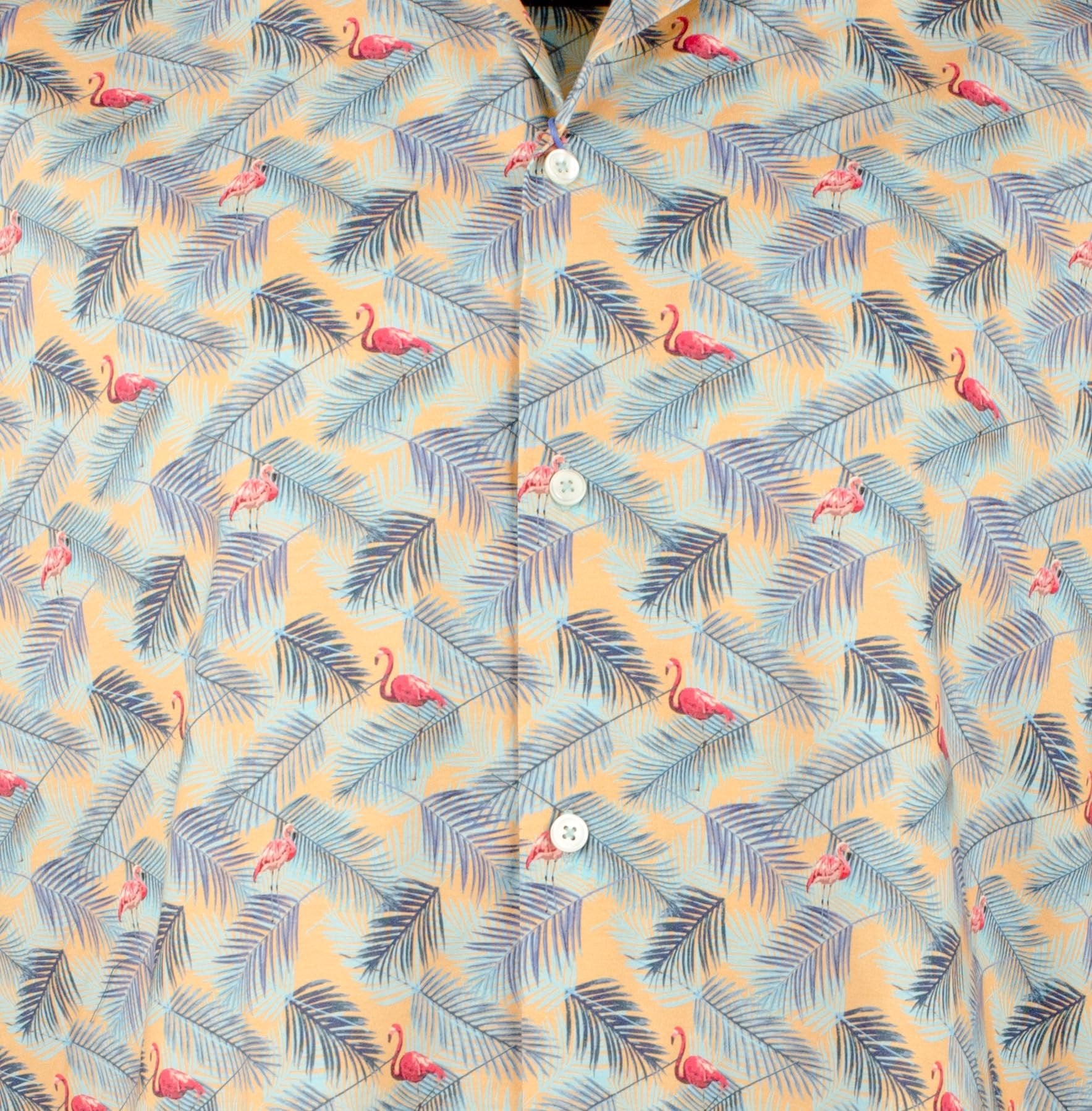 Bugatchi Men's Flamingo Printed Stretch Cotton Short Sleeve Shirt Small, Jaffa