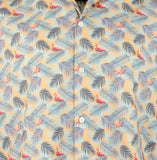 Bugatchi Men's Flamingo Printed Stretch Cotton Short Sleeve Shirt Small, Jaffa