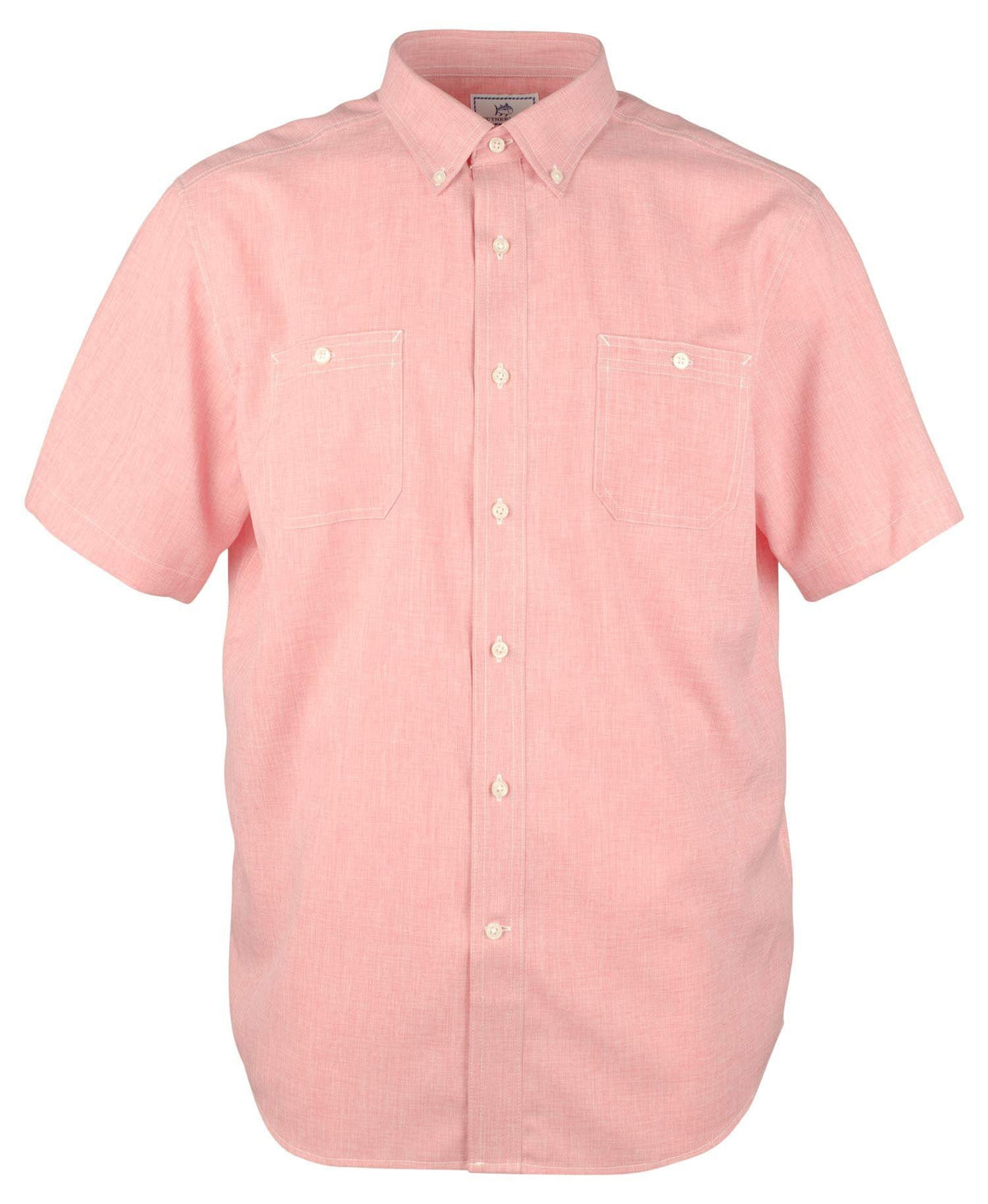 Southern Tide Men's Dock Performance Short Sleeve Shirt Sunset Coral Small