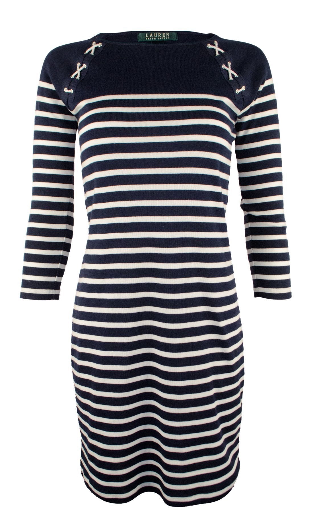 Lauren Ralph Lauren Women's Lace Up Shoulder Striped Dress NW XL
