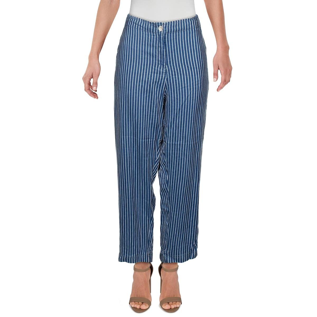 Women's Fresco Stripe Indigo Crop Pants Small