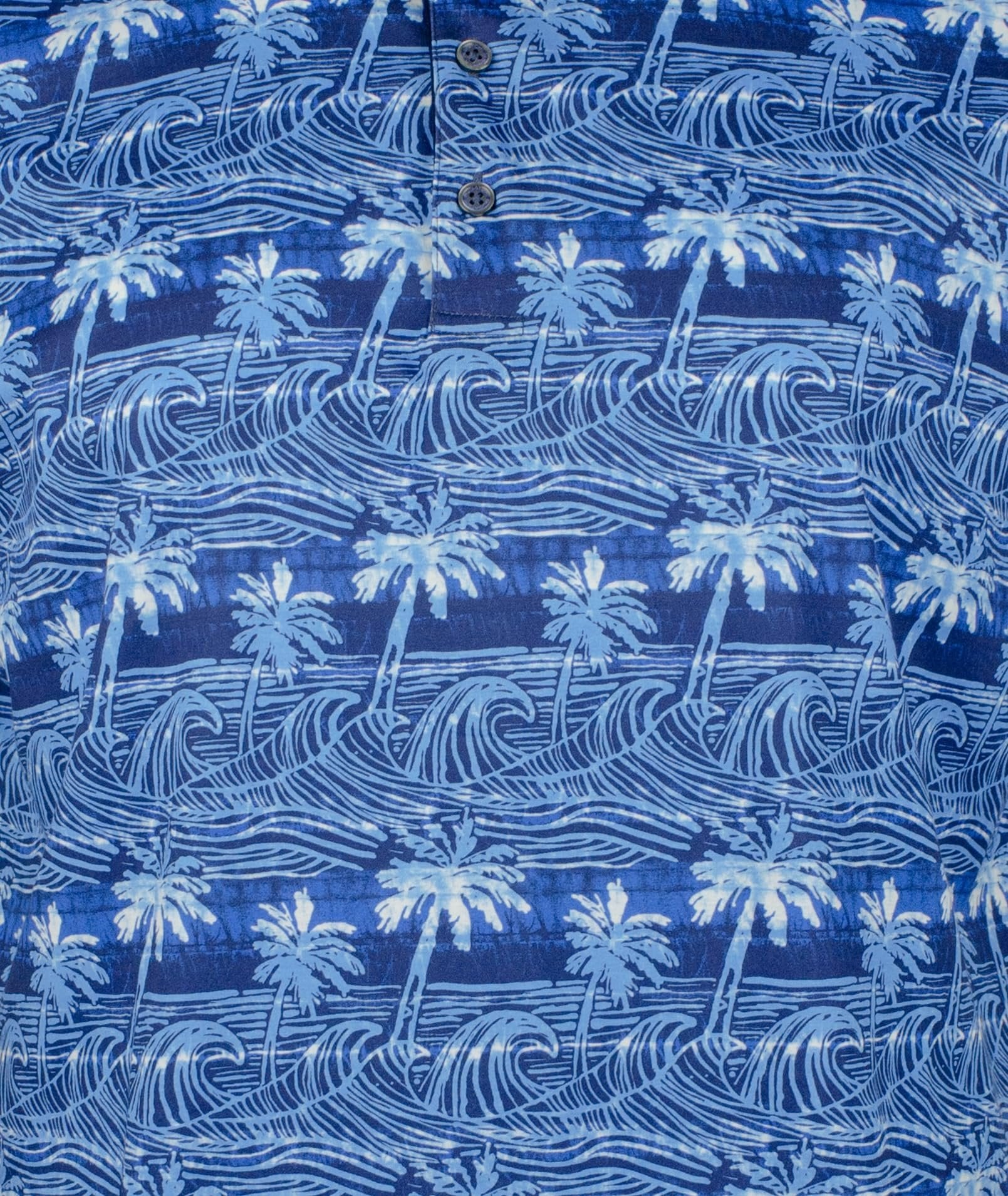 Bugatchi Men's Hendrix Palms & Waves Print Short Sleeve Polo Shirt Small Classic Blue