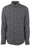 Men's Slim Fit Micro Print Long Sleeves Shirt-DM-Large Dark Midnight
