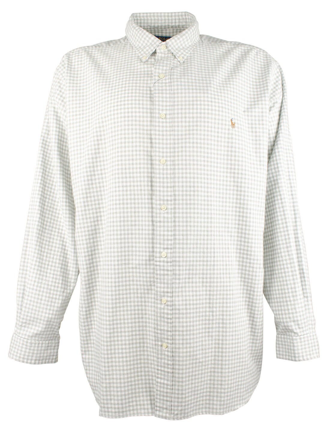 Polo Ralph Lauren Men's Big and Tall Gingham Long Sleeves Shirt Gry 4XLT