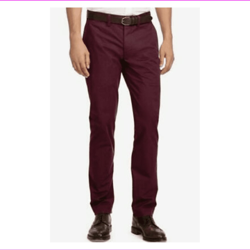 Men's Classic Fit Chino Pants-R-33X30 Red