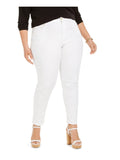 MICHAEL KORS Womens White Zippered Pocketed Skinny Logo Plate Wear to Work High Waist Jeans Plus 22W