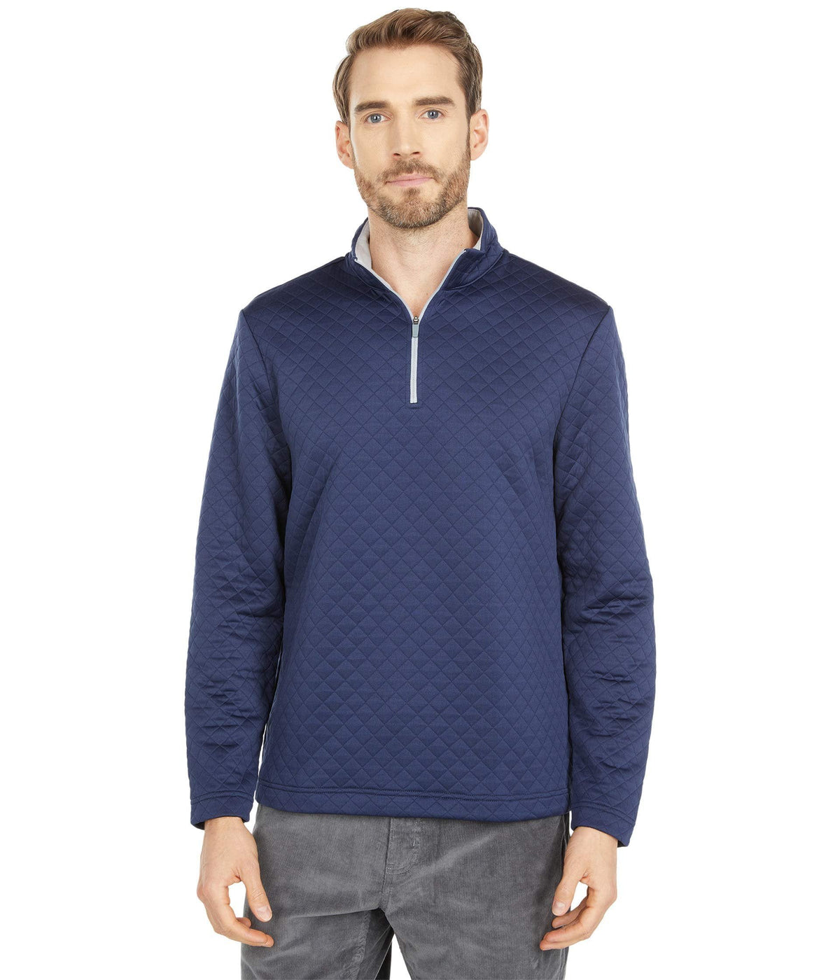 Southern Tide Men's Quay Quilt 1/4 Zip Long Sleeve Pullover True Navy Small
