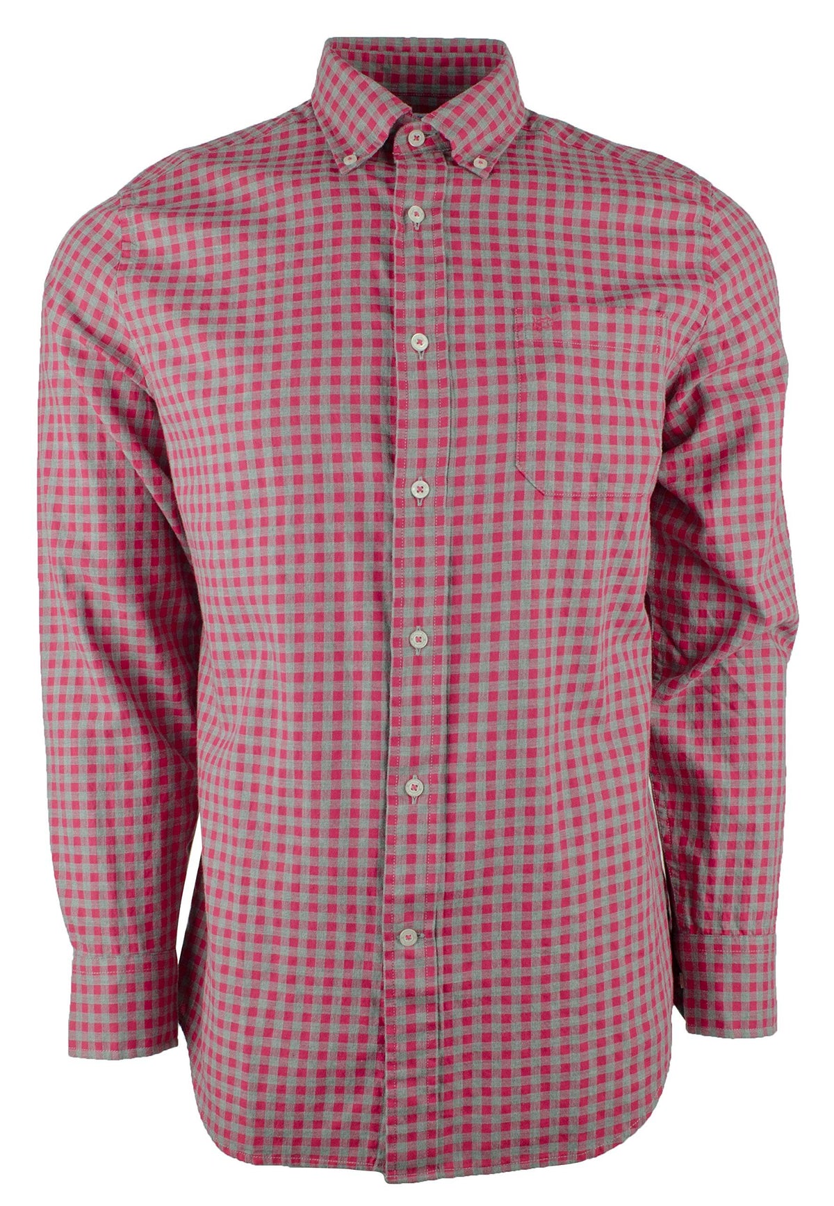 Men's Checkered Oxford Button Down Shirt-S-S Sangria