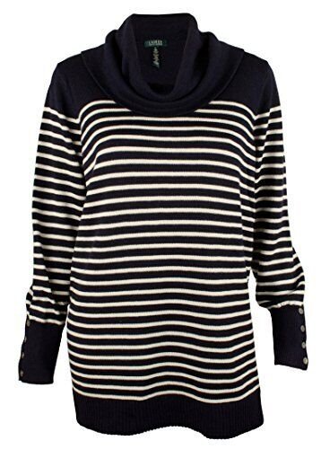 Ralph Lauren Plus Size Cowl Neck Striped Sweater Top NC 1X