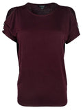 Lauren Ralph Lauren Women's Petite Cutout Button Shoulder Jersey Top