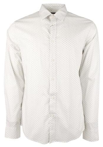 Men's Stretch MK Printed Slim Fit Long Sleeve Shirt Nckl XL