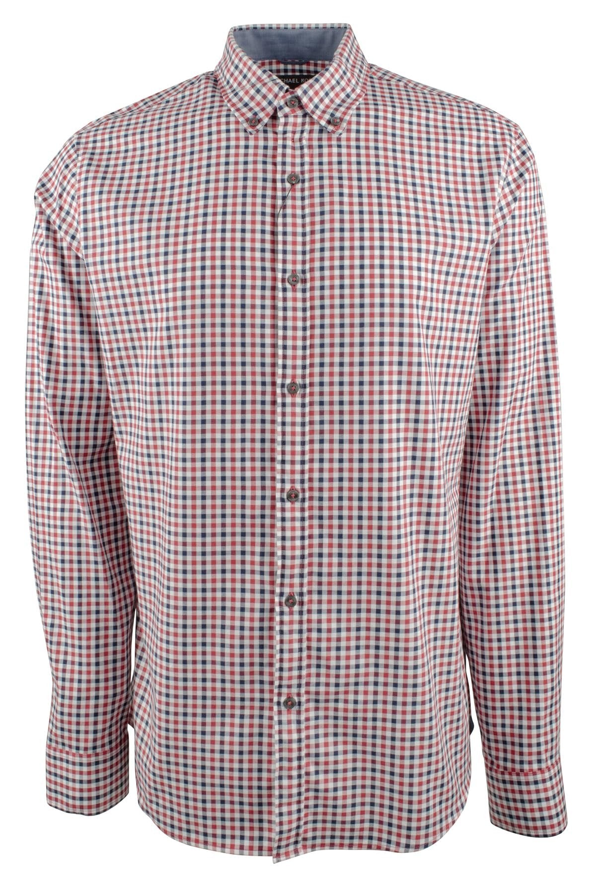 Michael Kors Men's Gingham Slim Fit Long Sleeve Shirt WRd Small Winter Red