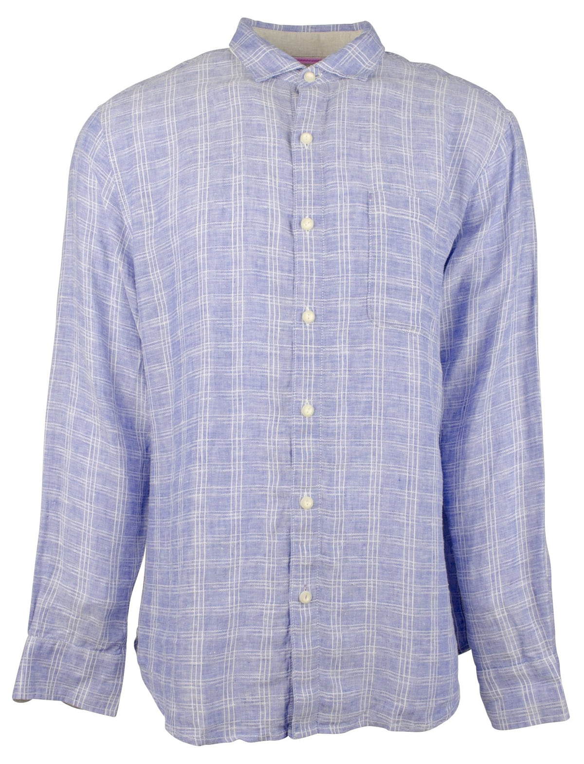 Men's Ventana Plaid Linen Long Sleeve Shirt RIndg Medium