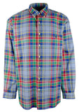 POLO RALPH LAUREN Men's Big & Tall Classic Fit Long Sleeve Plaid Oxford Shirt BlRd 3XB Blue/Red