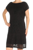 Women's Embroidered Tulle Shift Dress-PB-M Polo Black