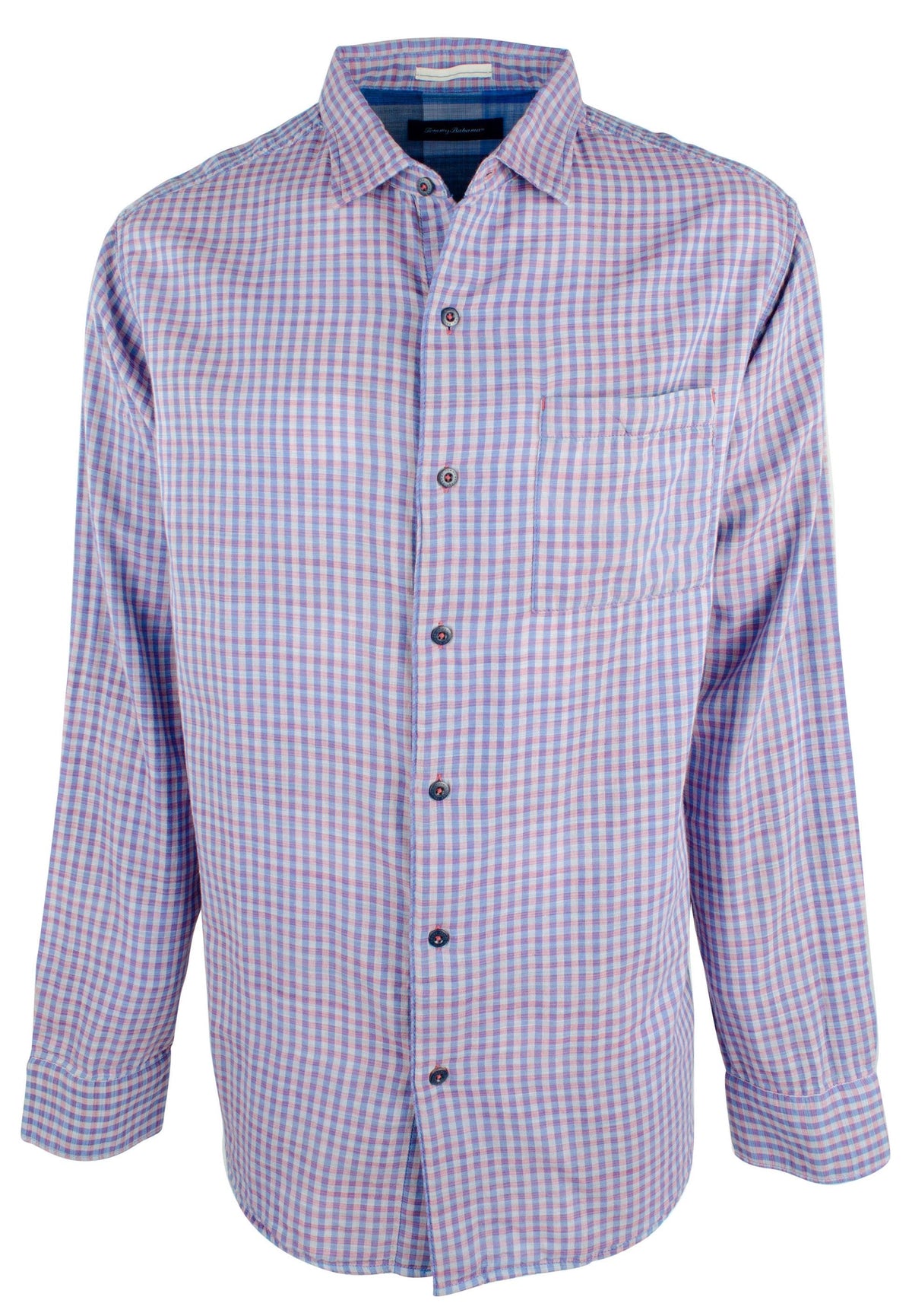 Devolución del cliente Tommy Bahama Camisa de manga larga con cuadros vichy dobles grandes para hombre