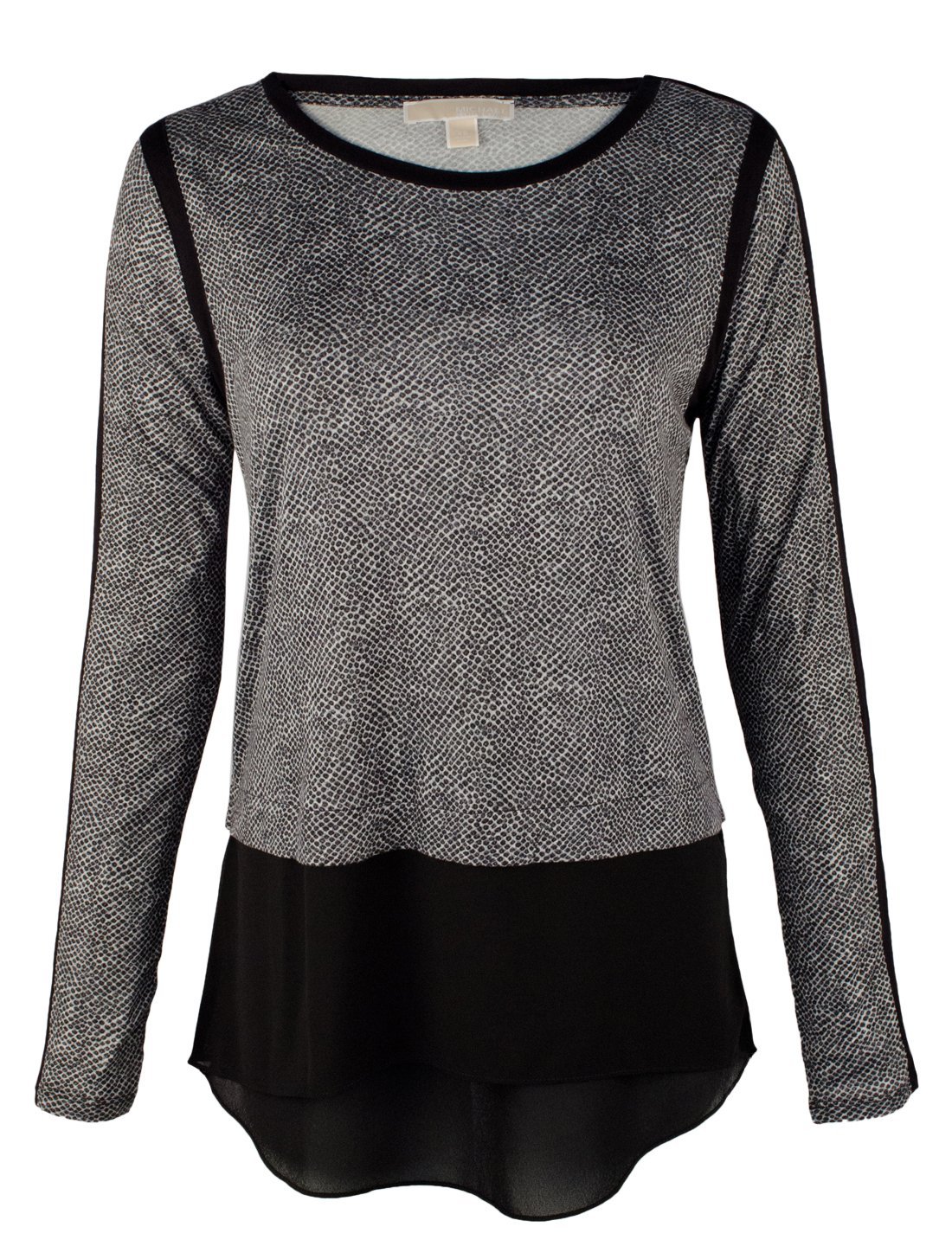 Women's Animal Print Hi-Low Woven Hem Top-B-XS Black