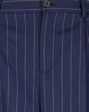 Ralph Lauren Women's Petite Pleated Pinstripe Twill Straight Pants 4P French Navy