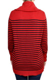 Lauren Women's Stripe Cowl Neck Sweater [XL] [Red Black]