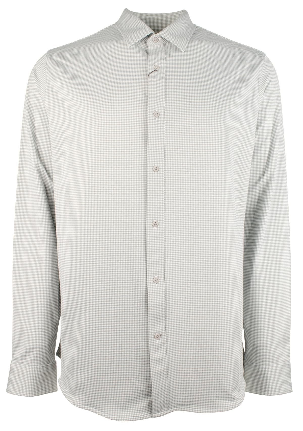 Michael Kors Men's Stretch Gingham Slim Fit Long Sleeve Shirt HGry Medium...