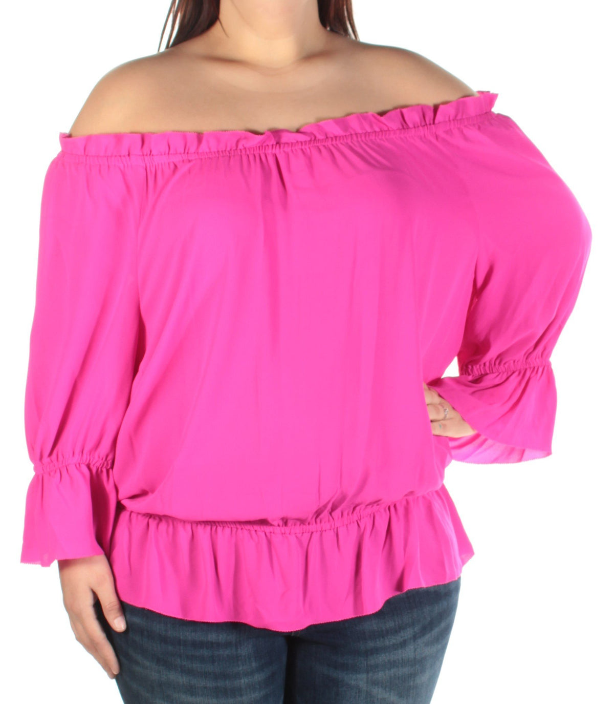LAUREN RALPH LAUREN Womens Georgette Gathered Casual Top Pink XL